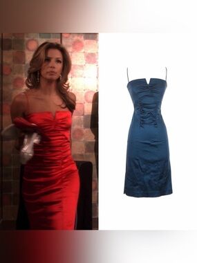 Ruched Satin Bodycon Dress As Seen On Gabrielle Solis In Desperate Housewives